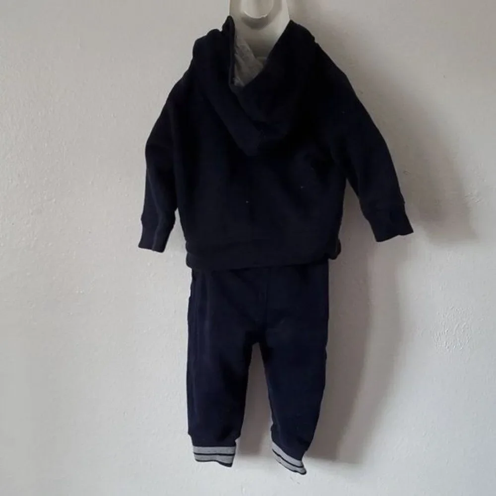 Gap Kids Arch Jogger Set Sweat Pants Sweatshirt Hoodie Hooded Indigo 12-18 MONTH